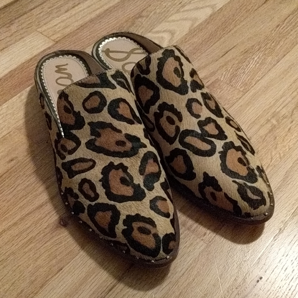 Sam Edelman leopard calf hair mules
